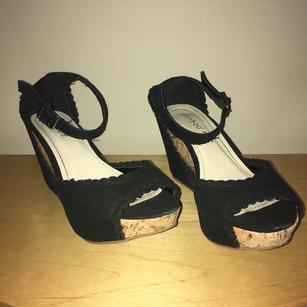 Bamboo Suede Cork Wedges